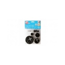 LEMAN - Lot de 4 trépans bi-métal diamètre 22/35/44/67 + 1 mandrin + 1 foret + 1 adaptateur