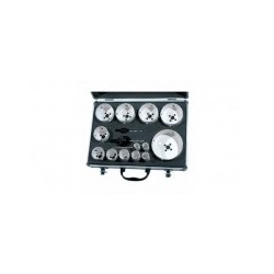 LEMAN - Coffret 13 tr, pans bi-métal D.16...102 + 2 mandrins + 3 forets