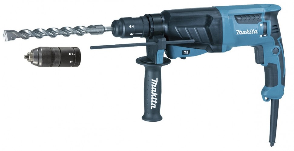 MAKITA - Marteau perforateur-burineur SDS-PLUS 800W 26mm en coffret + set de meches et burins + mandrin automatique