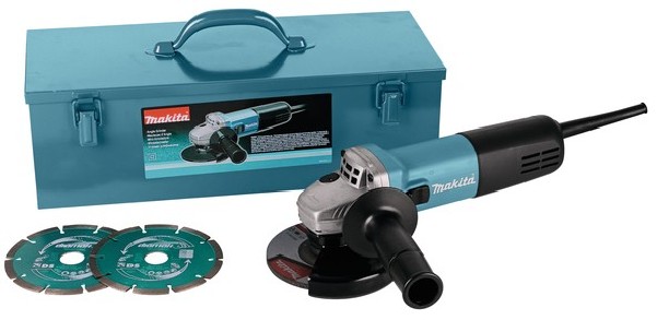 MAKITA - Poignee laterale, cle a ergots, 1 x disque de meulage, 2 x disques diamantee, coffret metal